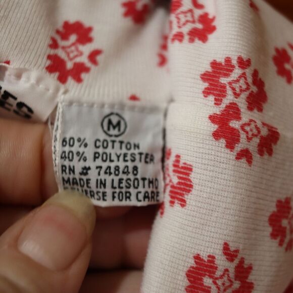 Opportunities Vintage 90s Red White Floral Turtleneck Long Sleeve Top Medium - Picture 11 of 11